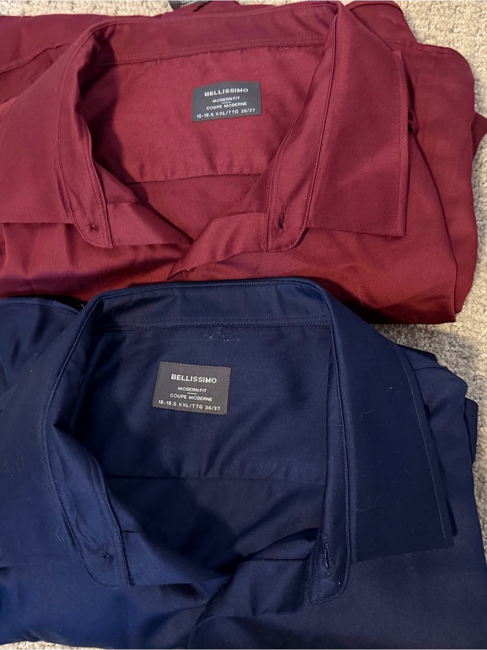 Bellissimo Modern Fit Dress Shirt - Bundle of 2 - Burgundy and Navy